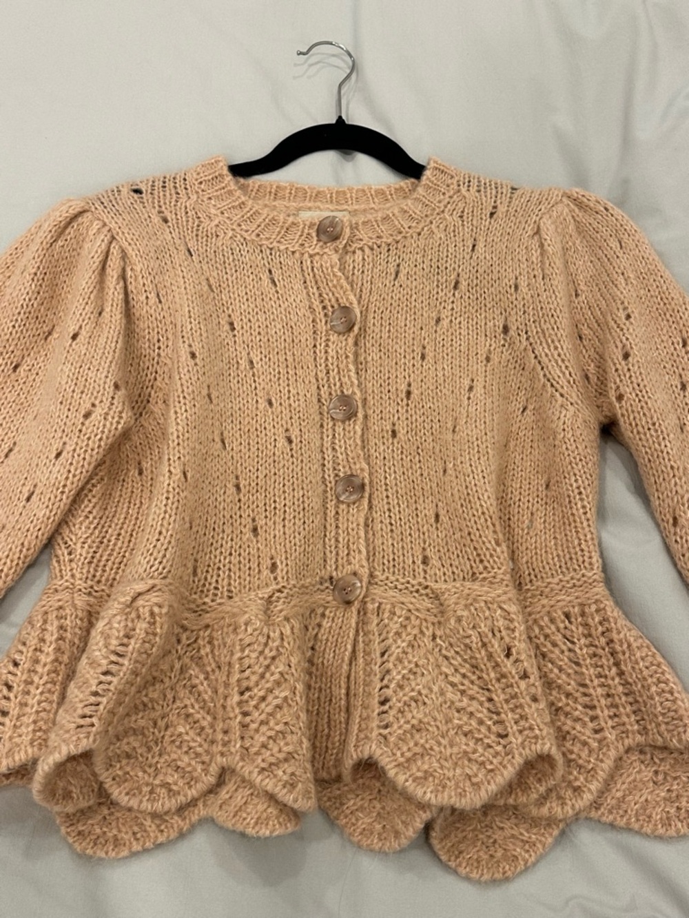 FARM RIO Sand Ruffle Knit Cardigan New Without Tags - Picture 5 of 7